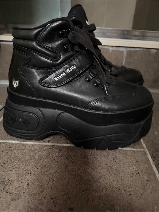 Naked Wolfe Shoes - Naked Wolfe Black Chunky Platform Hiker Boots